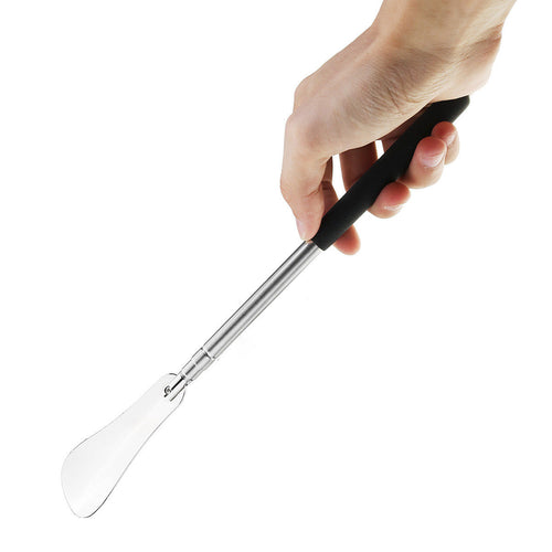 Extra Long Stainless Steel Shoe Horn with Retractable Design